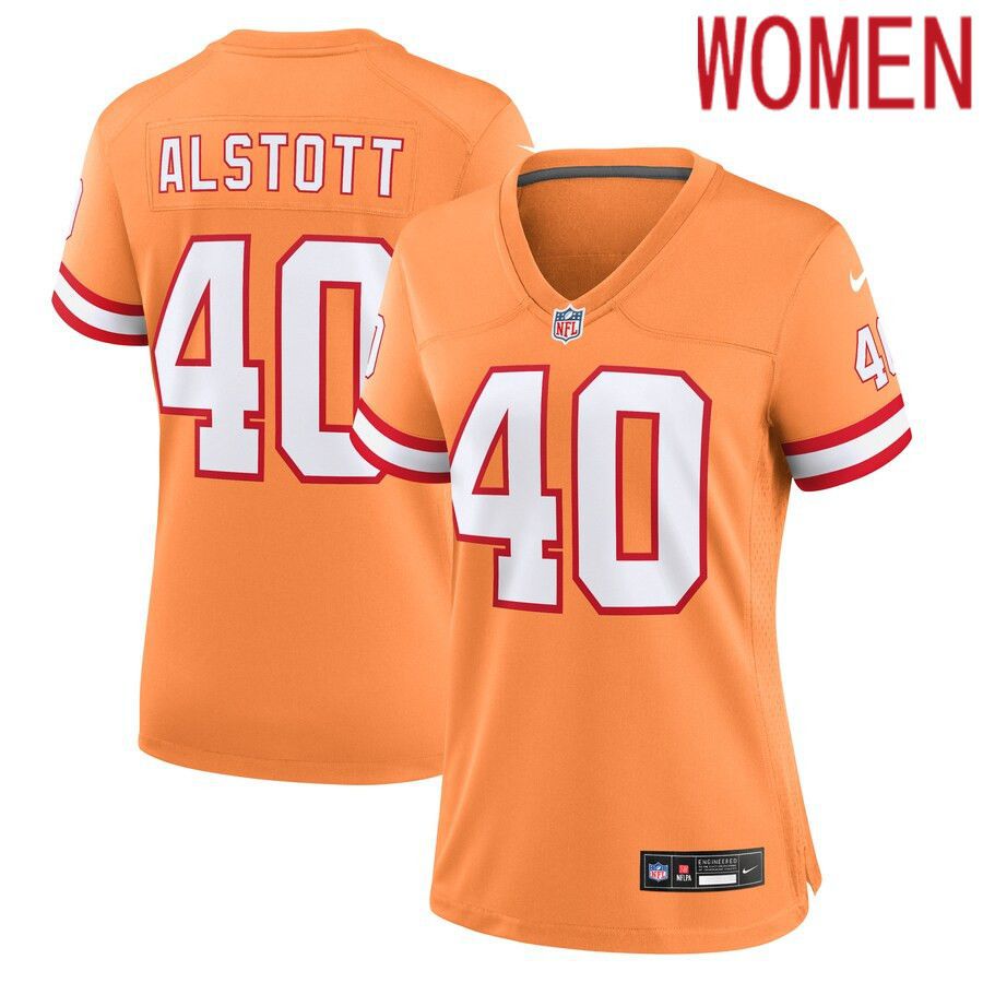 Women Tampa Bay Buccaneers #40 Mike Alstott Nike Orange Throwback Game NFL Jersey->women nfl jersey->Women Jersey